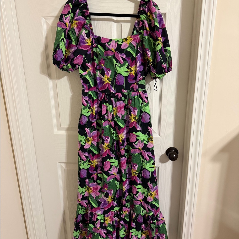 Express Purple and Green Floral Maxi Dress